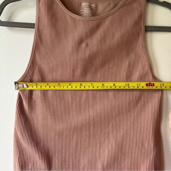 Ardene basic ribbed cropped tank top xs/small mauve pink recycled nylon blend - Picture 5 of 7